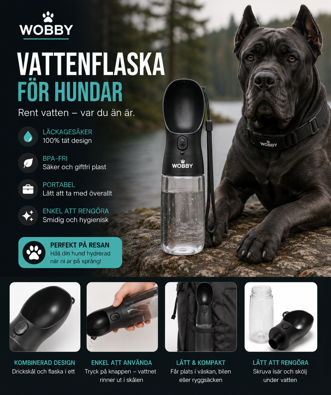 Vattenflaska™ – Bärbar vattenflaska för hundar