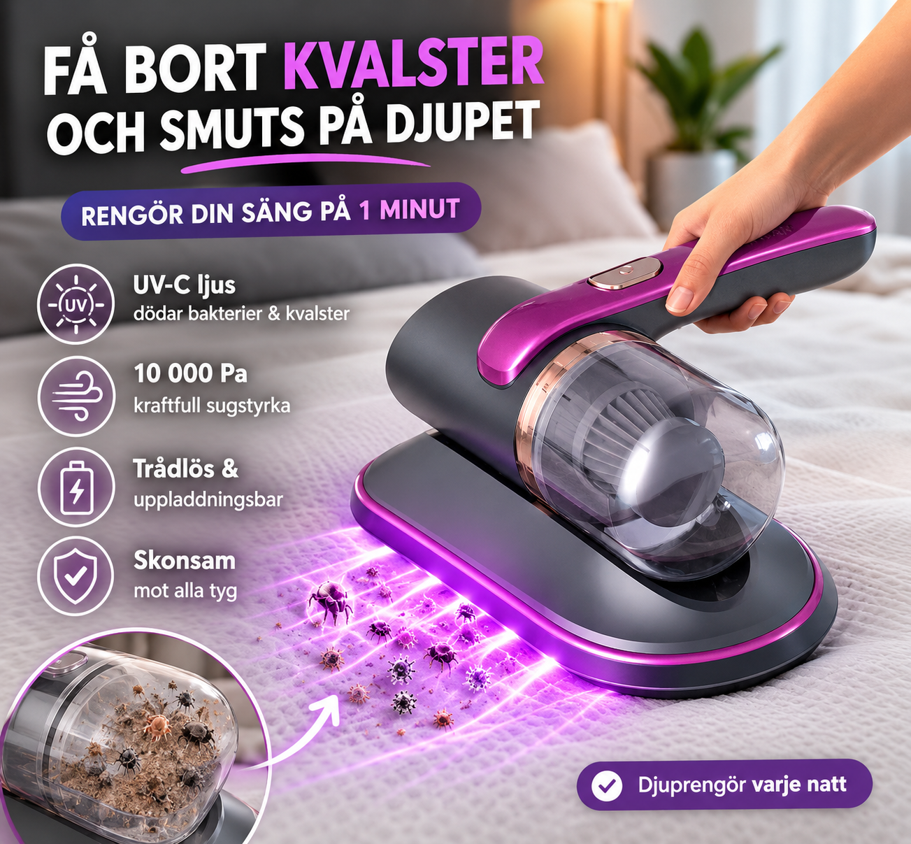 🌿 Allergitestad: 🛏️ HF-apparat avlägsnar kvalster från madrasser och mattor