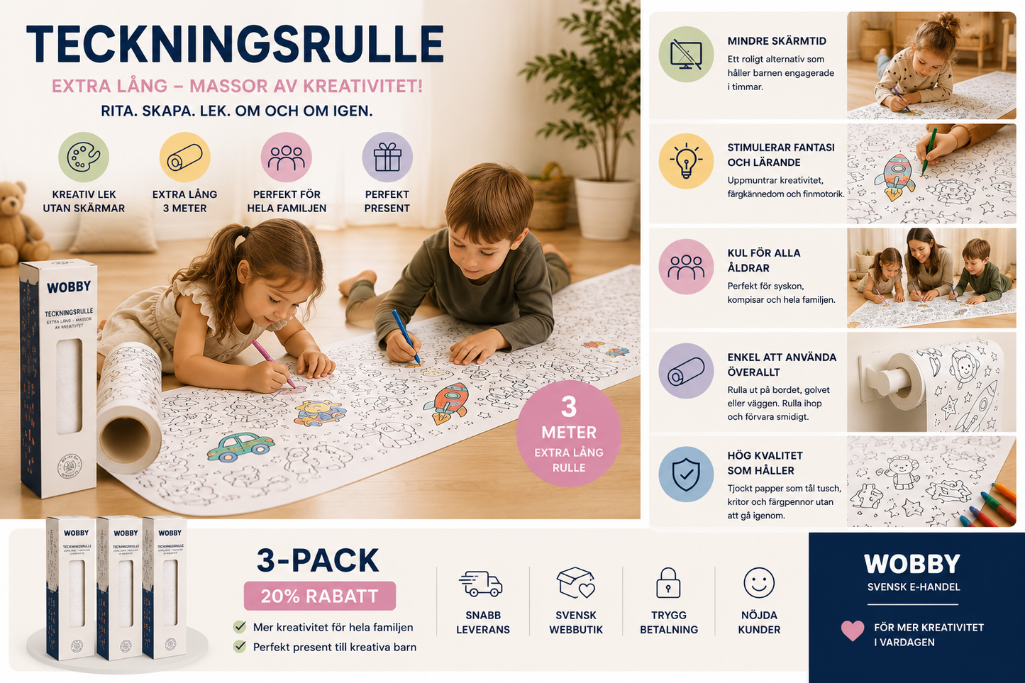 🎨Teckningsrulle för barn – kreativ lek utan skärm 🎨