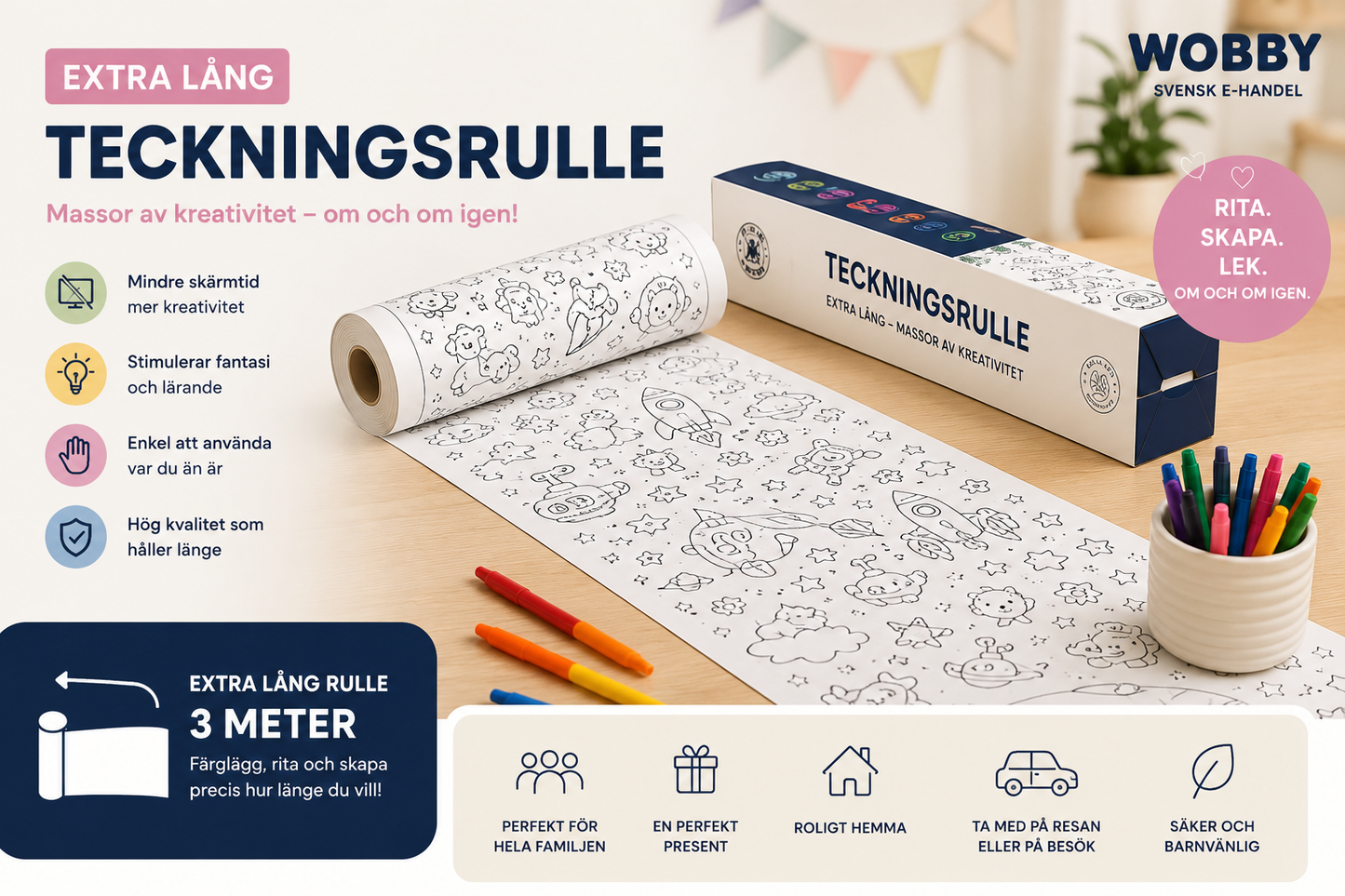 🎨Teckningsrulle för barn – kreativ lek utan skärm 🎨