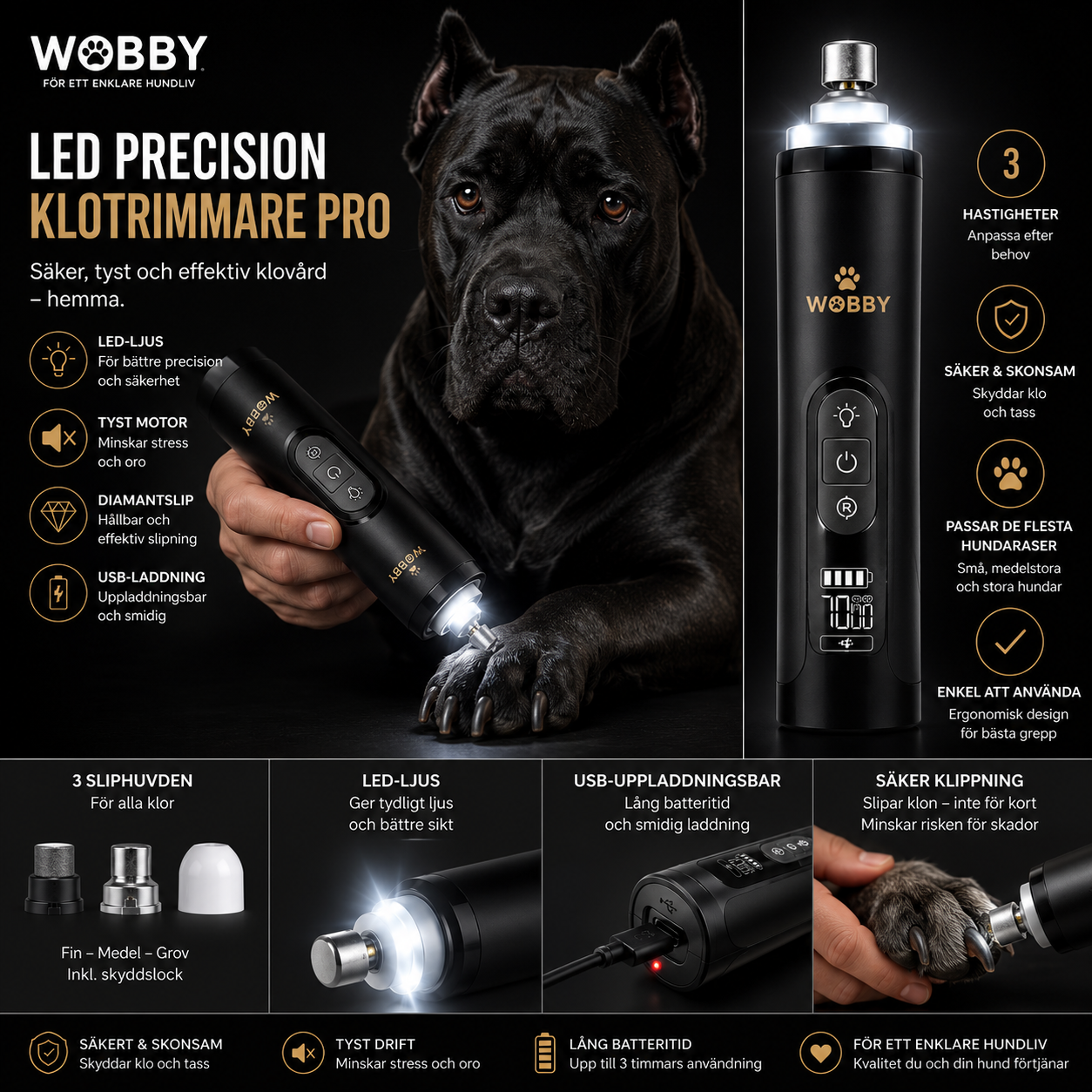 Wobby™ Kloslip Pro – Säker & Tyst Klotrimmer för Hund och Katt