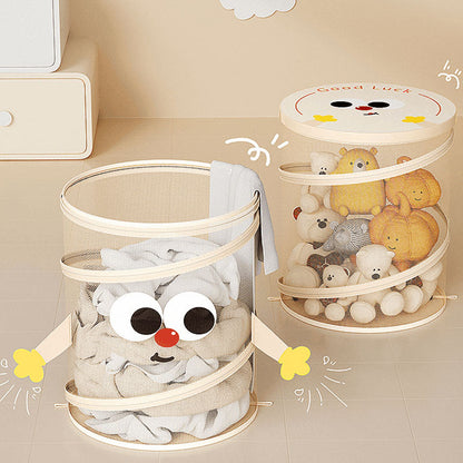 Söt stor hopfällbar tvättkorg i mesh