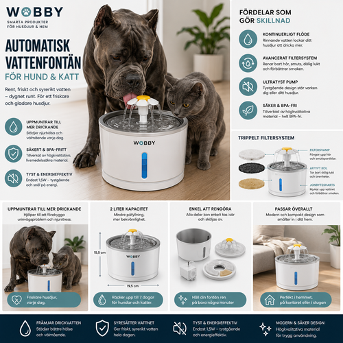 Vattenfontän™ – Automatisk Vattenfontän för Hund & Katt